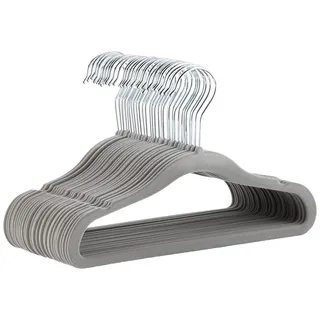 Amazon Basics Kinder-Kleiderbügel aus Samt, Rutschfest (für Babys/Kleinkinder), 29,5cm (für Babykleidung), 30er-Pack, Grau