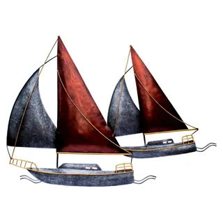 Wanddekoration Schiff Metall Segelboot Maritim Deko Hänger Skulptur Figur