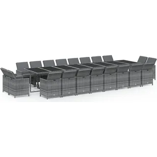 vidaXL 21-tlg. Garten-Essgruppe mit Kissen Poly Rattan Grau - Grau
