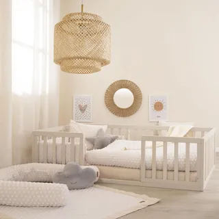 roba Kinderbett Montessori 70 x 140 cm Holz grau Stone Washed
