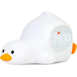 Yiliaw Liegende Ente Kinderwecker mit Nachtlicht – Schlaftrainer & Aufwachuhr, wiederaufladbare Silikonlampe für Schlafzimmer, Perfekter Schlafbegleiter für Jungen & Mädchen