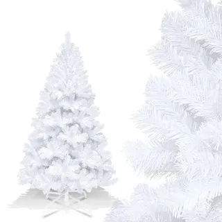 Jopassy 150 cm Tannenbaum weihnachtsbaum mit Metall Christbaum Ständer Einfache Montage für Hochzeit, Weihnachten, Schlafzimmer Weihnachts,Weiß - Weiß