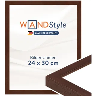 WANDStyle Bilderrahmen 24x30 Nussbaum, moderner Bilderrahmen Holz, hochwertiger Holzbilderrahmen, Posterrahmen zum Aufhängen, Rahmen 30x24 cm, Fotorahmen H950 - Made in Germany
