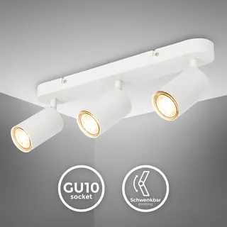 B.K.Licht Deckenspot Deckenlampe schwenkbar, GU10 Deckenleuchte, 3-flammige Lampe, Wohnzimmerlampe, Schlafzimmerlampe, Küchenlampe, 39 cm Länge Weiß