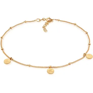 Elli Fußschmuck Damen Fußkettchen Kugel Plättchen Gehämmert