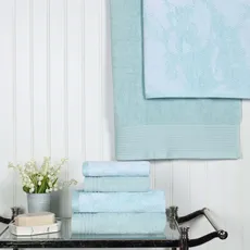 Superior Handtuch-Set aus Baumwolle, 6-teilig, Sortiert, massiv und Marmor, inklusive 2 Badetücher, 2 Handtücher, 2 Waschlappen/Gesichtstücher, weich, saugfähig, dekoratives Badezimmer-Zubehör,
