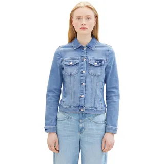 Tom Tailor Denim Damen Basic Jeansjacke, 10142 - Light Stone Blue Denim, M
