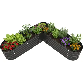 relaxdays Hochbeet in L-Form - Schwarz