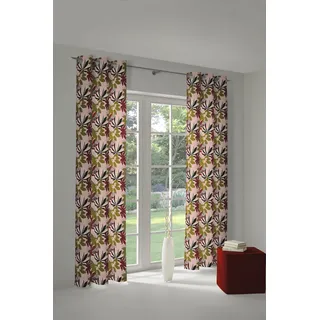 Vorhang ADAM "Jungle" Gr. 1, bunt (grün, dunkelrot, rosa), B:145cm H:145cm, Jacquard, Baumwolle (Bio-Baumwolle), Gardinen, Vorhang, aus 100% Bio-Baumwolle