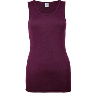 wobera NATUR Damen Hemd ohne Arm oder Tanktop aus 70% Schurwolle KbT und 30% Seide (Gr. XL, Farbe: brombeere) - Rot