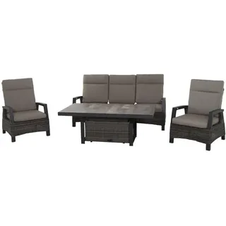 Siena Garden Loungegarnitur , Grau , Metall, Kunststoff, Textil, Keramik , 4-teilig , 72x206x103 cm , Tisch höhenverstellbar, wetterbeständig, Rückenlehne mehrfach verstellbar , Gartenmöbel, Loungemöbel, Loungegarnituren