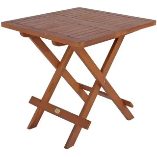 Gardenson Gartenbeistelltisch , Naturfarben , Holz , Akazie , Hartholz , quadratisch , X-Form , 50x50x50 cm , klappbar, wetterfest, einfacher Aufbau , Gartenmöbel, Gartentische, Garten-Beistelltische