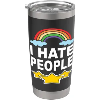 I Hate People Regenbogen Ich Hasse Menschen Lustige Sprüche Doppelwandiger Edelstahl-Thermobecher
