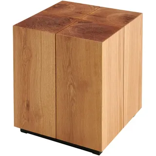Livetastic Beistelltisch , Naturfarben, Schwarz , Holz, Holzwerkstoff , Eiche , furniert, massiv , quadratisch , 40x45x40 cm , Wohnzimmer, Wohnzimmertische, Beistelltische, Beistelltische Holz