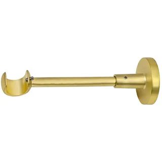 MDEKOR Deckenträger Wandträger 1-läufig Messing Gold R Wandhalter mit Metallmontageplatte für Gardinenstange 19 mm Abstand kürzbar - Gelb