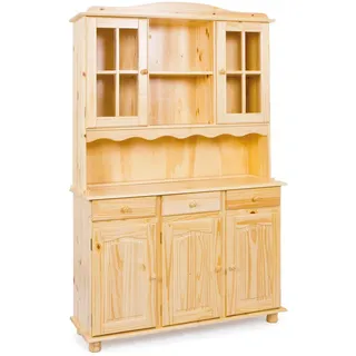 Mid.you Buffet , Kieferfarben , Holz , Kiefer , massiv , 6 Fächer , 3 Schublade(n) Schubladen , 130x198x43 cm , Beimöbel erhältlich , Esszimmer, Anrichten, Buffetschränke