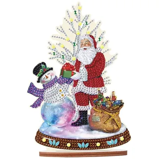JISHSHAY Weihnachten Diamond Painting Tischdekoration Weihnachtsmann Diamant Painting Tischdekoration Schneemann Diamantmalerei Tischdeko Diamaond Malerei Tisch Deko Diamant Malerei Ornament Christmas