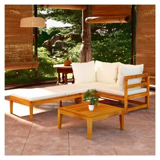 3-teiliges Loungemöbel-Set für den Garten aus Holz, Lounge Gartenmöbel Set, Terrassenmöbel, Gartenlounge Set, Gartensofa mit Kissen aus Akazienholz