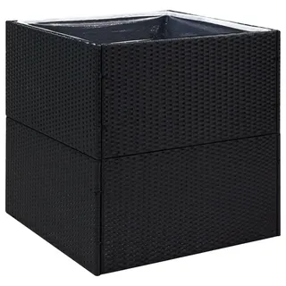 vidaXL Pflanzkübel Schwarz 80/80/80 Cm Poly Rattan , Kunststoff , 80x80x80 cm , Gartenzubehör, Hochbeete