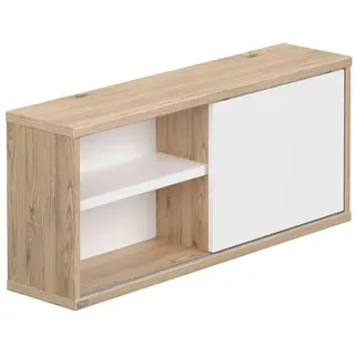 Paidi Wandregal , Weiß, Eichefarben , Holzwerkstoff , 1 Fächer , 86.4x37.4x20 cm , Blauer Engel, Goldenes M , hängend, Beimöbel erhältlich , Holzmöbel, Holzregale, Wandregale Holz