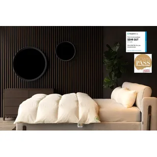 Vitaschlaf® Bio-Luxe-KBA TESTSIEGER W4 MEDIUM GANZJAHRESDECKE Organic 100% GÄNSE Daunendecke Deutsche Qualität Downpass (135 x 200 cm)