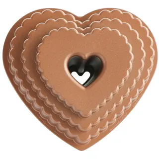 NordicWare Backform "Herz-Kranz", gestuft - Herzbackform , Aluminium, Silber, 26,7 x 25,4 x 11 cm, 1 Einheiten