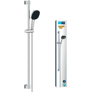 GROHE Vitalio 110, Duschset, 14l pro Min (Duschstangenset mit: Duschkopf 2 Strahlarten, 1,75m Schlauch, Duschstange 90cm, zum Kleben oder Bohren, ohne Kleber), eckig, chrom, 26931001