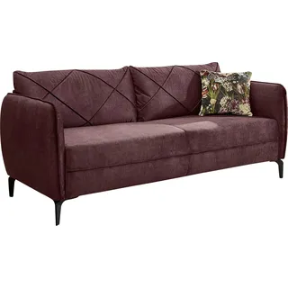 Jockenhöfer Gruppe 3-Sitzer »Novara« mit attraktiver Steppung, Rauten-Biesennähte, frei im Raum stellbar, lila