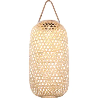 GLOBO Solarleuchte Holz, Kunststoff 57 cm mit Schalter naturfarben