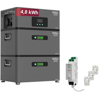 XORO SOLAR ATLAS-E, 4800 Wh AC-gekoppelter Solarspeicher für Balkonkraftwerk und Dachanlagen, 2400W Lade-/Entladeleistung, Notstrom, IP65, App-gesteuert, erweiterbar auf 12 kWh, inkl. Smart Meter