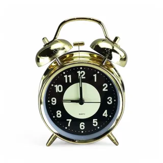 GMMH Retro Analog Wecker, Ohne Ticken, Tischuhr Nachttischuhr Doppelglockenwecker (14-10) Vintage Retro Nostalgie aus Metall, Antik Standuhr Schreibtischuhr Uhr Tischwecker mit Alarm, Weckuhr