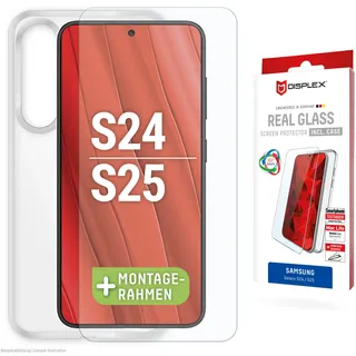 Displex Real Glass, 2D Panzerglas + Handyhülle (1 Stück, Galaxy S24), Smartphone Schutzfolie,