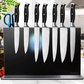 Fimaten Magnetischer Messerblock ohne Messer - Schwarz Stark Magnetisch & Doppelseitig Messerblock aus Edelstahl für Messer & Werkzeuge- Universell Magnet Messerhalter für Küche & Werkstatt, 40cm