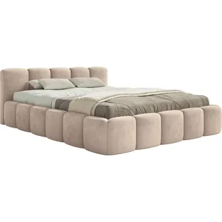 Selsey Cloudy Low - Polsterbett 160x200 cm, wasserabweisender Samt, Beige - Beige