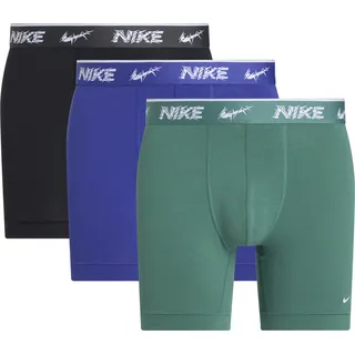 Boxershorts NIKE UNDERWEAR "BOXER BRIEF 3PK", Herren, Gr. S, 3 Stk., evrgrn a, dp nigh, anthrcit shttrd wb, Jersey, Obermaterial: 95% Baumwolle, 3% sonstige Fasern, 2% Elasthan, kontrastfarbene Details, unifarben, körpernah, Unterhosen Boxershorts, mit NIKE Logo-Elastikbund
