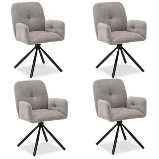 Homestyle4u Polsterstuhl grau Polyester drehbar 4er Set