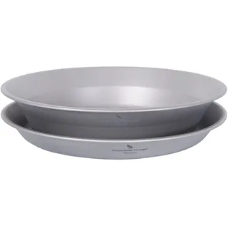 iBasingo Titan Teller Schüssel Klein Camping Metall Geschirr Set Leichtes Outdoor Küchengeschirr Tragbares Reise Picknick Platte Party Service Teller für Obst Desserts Fleisch 2pcs/Set Ti1113T