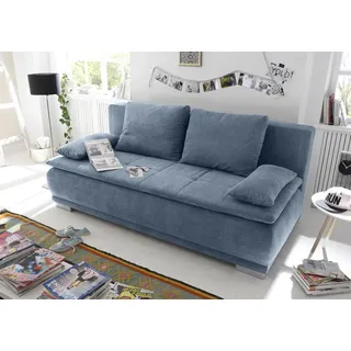 Stella Trading LUIGI Schlafsofa mit Bettkasten, Stoffbezug Denim - Klappbares Sofa mit Schlaffunktion und fest vernähtem Schaumtopper - 211 x 93 x 103 cm (B/H/T)