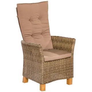 Merxx Toskana Sessel 66 x 61 x 111 cm natur inkl. Auflage 2 Stück