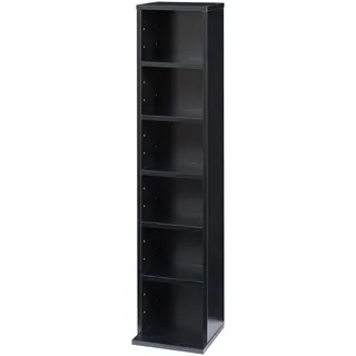 [en.casa] Cd-Regal Tynset , Schwarz , Holzwerkstoff , 20x90x20 cm , Wohnzimmer, TV Möbel, CD-Regale