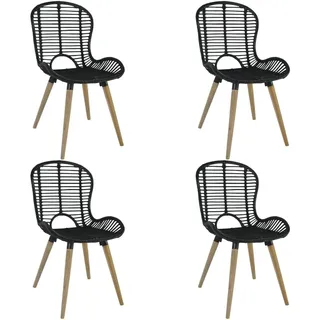 vidaXL Esszimmerstühle 4 Stk. Schwarz Natur Rattan