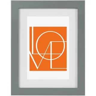 WOLTU Bilderrahmen 13x18 cm Grau, MDF-Holz Fotorahmen mit Passepartout, bruchsichere PS-Platte zum Aufhängen und Aufstellen, Collage Wanddeko Rahmen