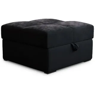masseno Pouf Miza Stoff 65 x 38 x 65 cm Schwarz