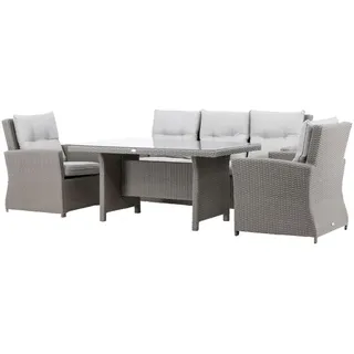 Gardenson Dining-Loungeset , Grau , Kunststoff , 2-teilig , einzeln stellbar , rund , UV-beständig , Gartenmöbel, Loungemöbel