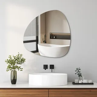 Hopibath Rahmenloser Spiegel, unregelmäßiger Spiegel 80 x 80 cm, moderner Wandspiegel, geeignet für Badezimmer, Wohnzimmer, Schlafzimmer, Flure, dekorativer Kosmetikspiegel