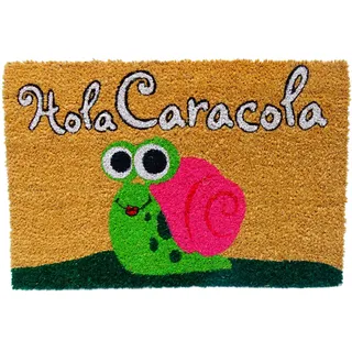 Koko Doormats Fussmatte aussen - Türmatte außen kokosmatte mit antirutsch PVC - Fußmatte lustig HOLA CARACOLA Design - Outdoor Doormat - Größe: 60 x 40 x 1.5 cm.