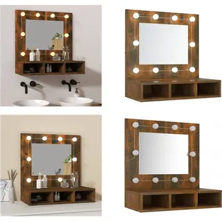 vidaXL Spiegelschrank mit LED Räuchereiche 60x31,5x62 cm - Spiegelschrank - Spiegelschränke - Wand Spiegelschrank - Kosmetikspiegel - Braun