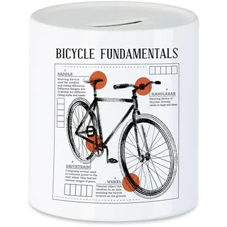 Hey!Print Bicycle Fundamentals Spardose Fahrrad Motiv für Sportbegeisterte und Hobby Radfahrer Fahrradfahrer Fahrradfahrerin