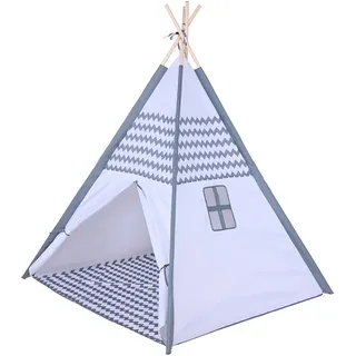 knorr toys 55907 - Tipi - Zickzack, Weiß, Grau, 120 x 120 x 150 cm