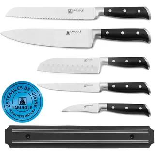LAGUIOLE -Set bestehend aus 5 Messern + Axel Magnetleiste